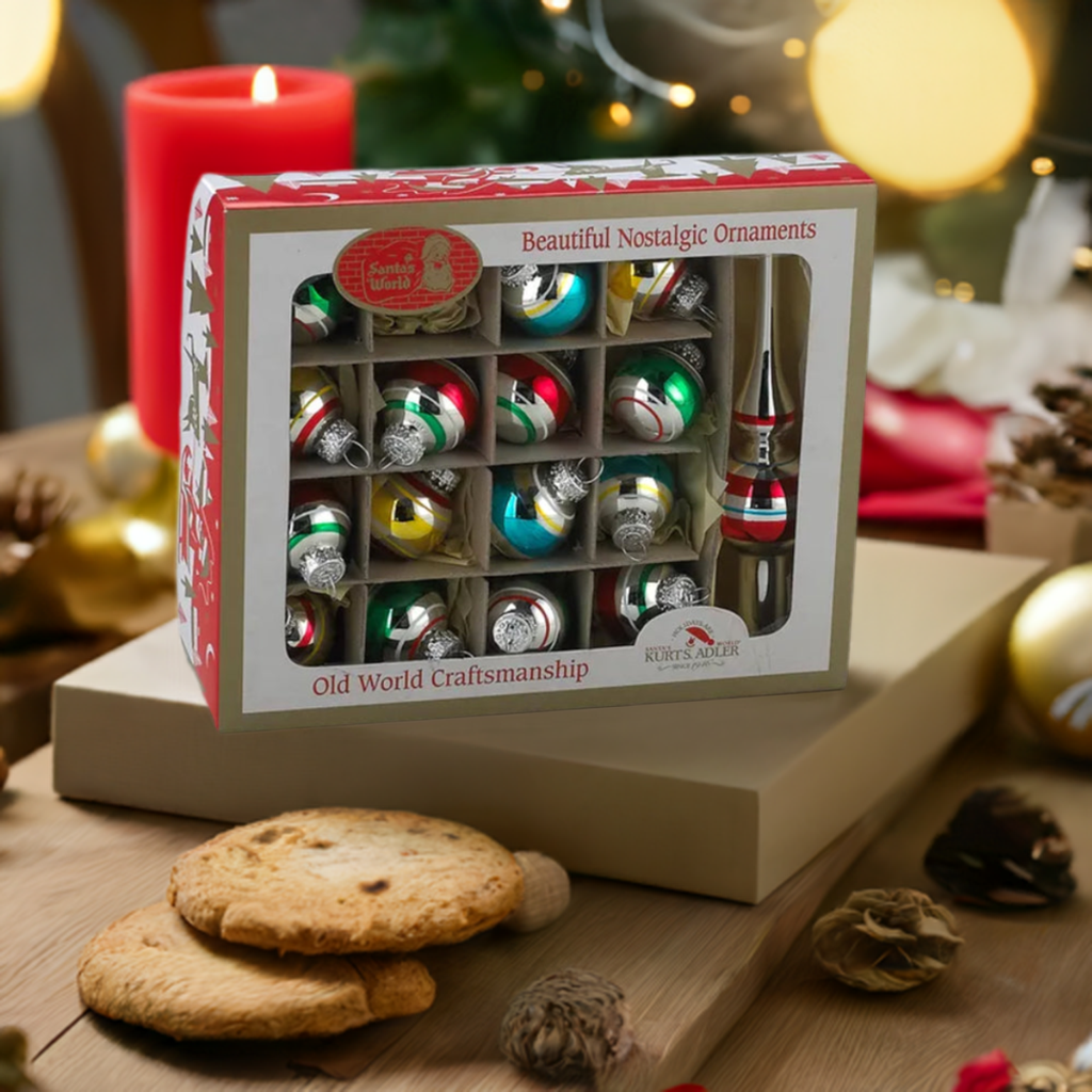 Early Years Mini Glass Balls and Tree Topper 17pc Ornament Set 